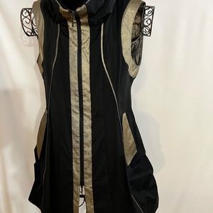 Vintage Black and Bronze Zipfront Vest by Joseph Ribkcoff  -- NWT